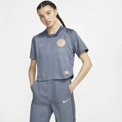 Nike F.c. Dri-fit Women's Short-sleeve Soccer Top (monsoon Blue) - Clearance Sale In Monsoon Blue,armory Blue,white,rose Gold