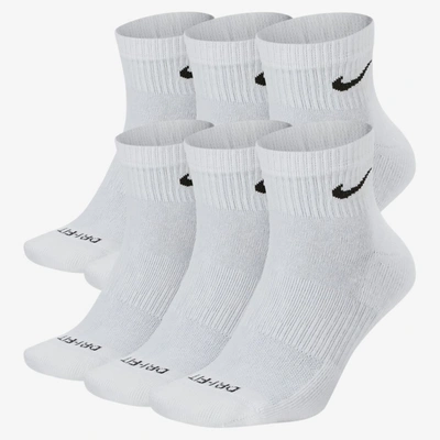 Nike Everyday Plus Cushioned Training Ankle Socks In White/black