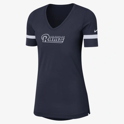 Nike Dri-fit Fan V (nfl Rams) Women's Short-sleeve Top In College Navy