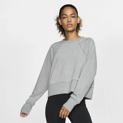 Nike Dri-fit Get Fit Women's Fleece Training Crew In Grey | ModeSens