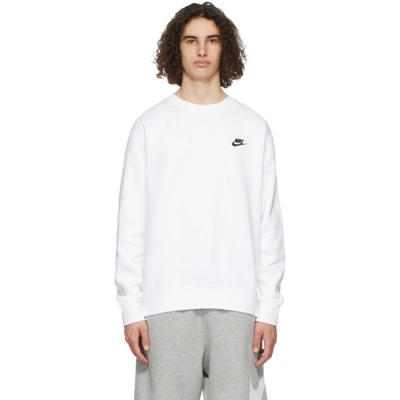 Nike Sportswear Club Fleece Pullover Crew Neck Sweatshirt In White