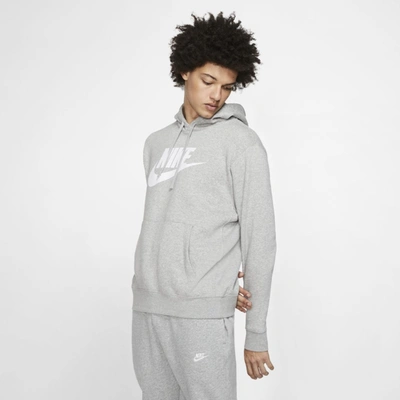 Nike Grey & White Fleece Sportswear Club Hoodie