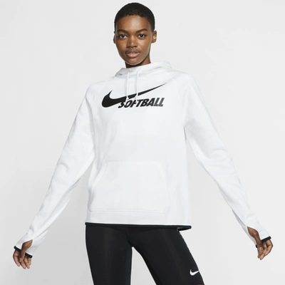 Nike Therma Women's Pullover Softball Hoodie In White