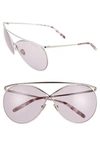 Tom Ford Stevie 59mm Polarized Aviator Sunglasses In Shiny Palladium/ Grad Burgundy