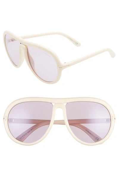 Tom Ford Cybil Acetate Aviator Sunglasses In Ivory/ Antique Pink
