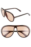 Tom Ford Cybil 60mm Aviator Sunglasses In Dark Havana/ Brown