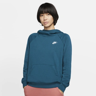 Nike Sportswear Essential Women's Funnel-neck Fleece Pullover Hoodie In Blue