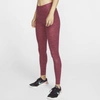Nike One Luxe Women's Heathered Mid-rise Tights In Red