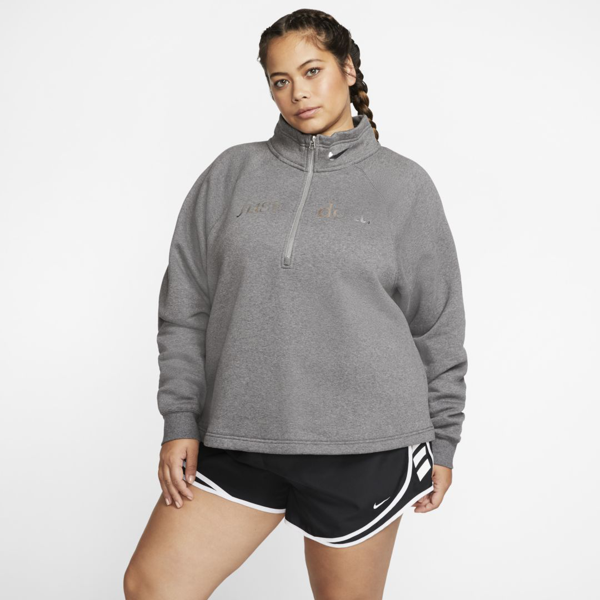 Nike Sportswear Women's 1/2-zip Fleece Top (plus Size) In Grey | ModeSens