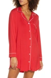 Eberjey Gisele Jersey Knit Sleep Shirt In Red And White