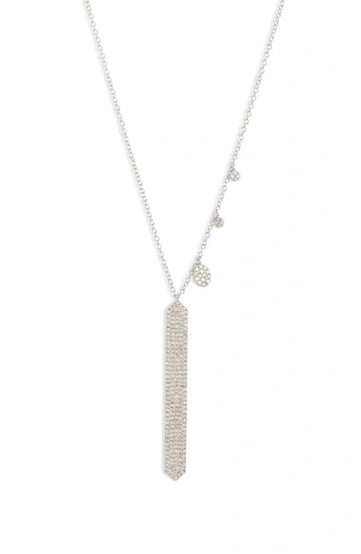 Meira T Diamond Pavé Bar Pendant Necklace In White Gold