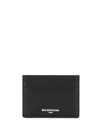 Balenciaga Logo Print Cardholder In Black