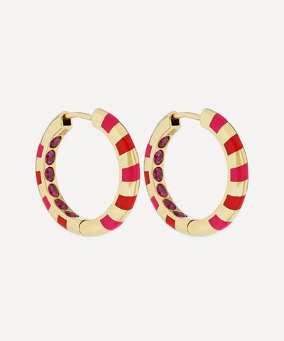 Alice Cicolini Gold Memphis Candy Pave Pink Sapphire Hoop Earrings