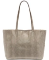 Dkny Sally Leather East-west Tote, Created For Macy's In Dune/gold