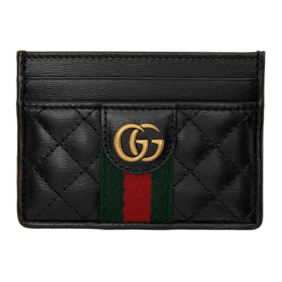 Gucci Black Gg Web Card Holder In 1060 Black