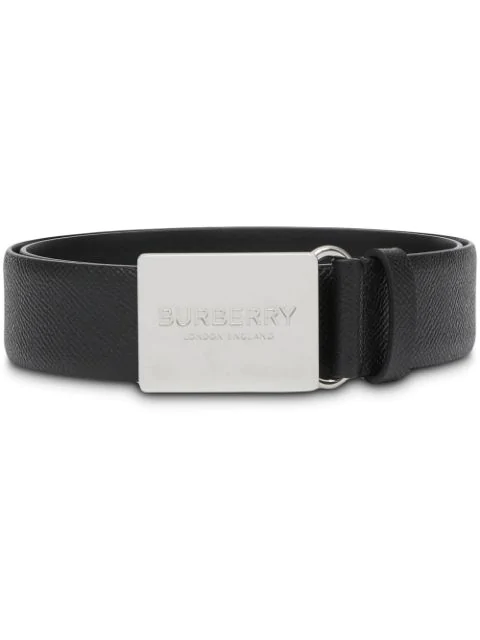 Burberry Men's Reversible London Check Belt With Logo Plaque In Black |  ModeSens