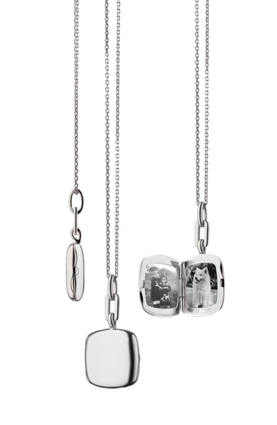 Monica Rich Kosann Slim Cushion Locket Necklace In Sterling Silver