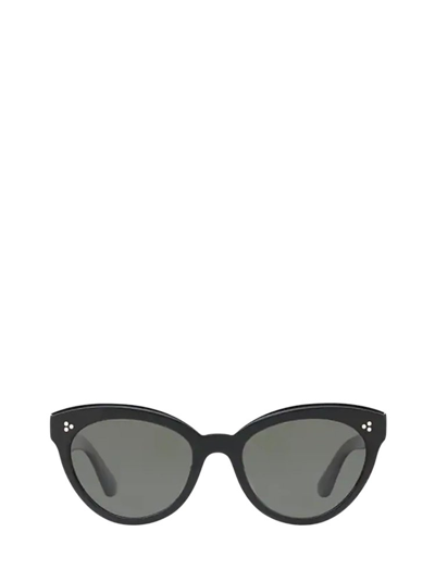Oliver Peoples Roella 55mm Polarized Cat Eye Sunglasses - Black In Dark Green Polarized