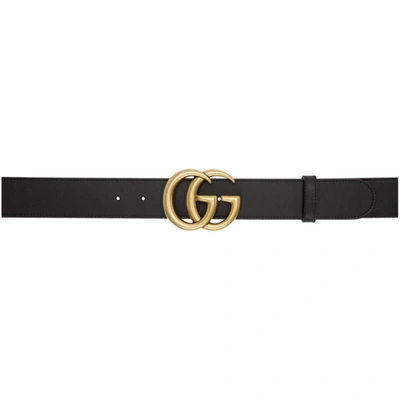 Gucci Smooth Leather Belt W/ Double G Buckle In 1000 Black