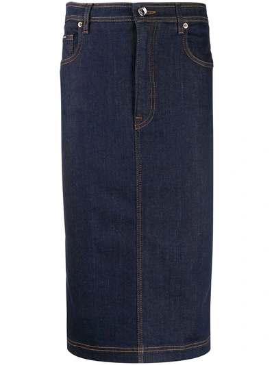 Dolce & Gabbana High-rise Denim Pencil Skirt In Blue