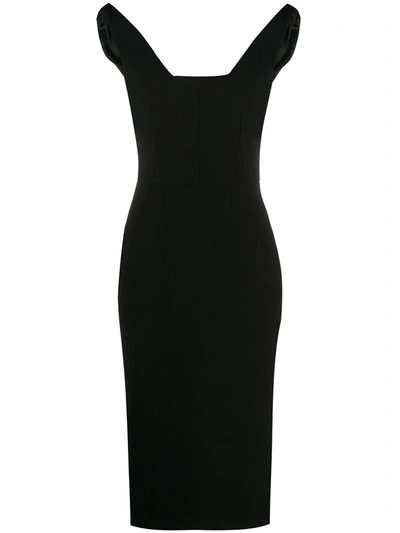 Dolce & Gabbana Sleeveless Wool Crepe V-neck Dress In Black