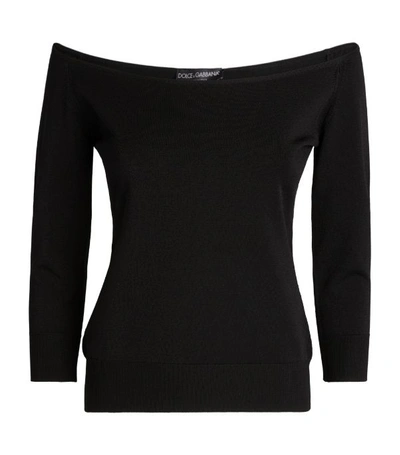 Dolce & Gabbana Round Neck Viscose Sweater In Black