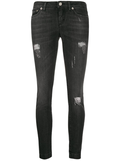 Dolce & Gabbana Audrey Distressed Skinny Jeans In Black