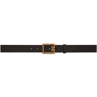 Givenchy Black And Gold Leather 2g Belt In 001 Black