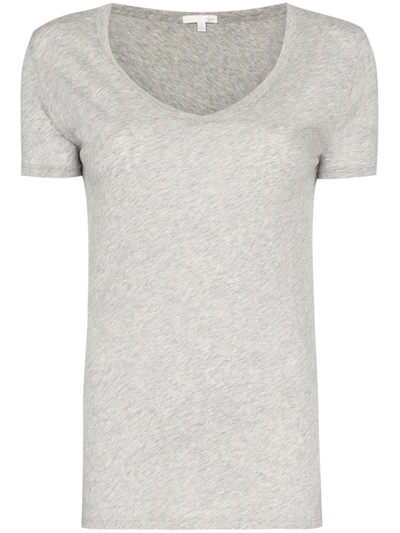 Skin V-neck Fitted T-shirt In Grey