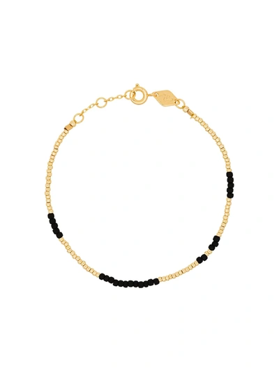 Anni Lu 18kt Gold-plated Asym Beaded Bracelet In Metallic Black