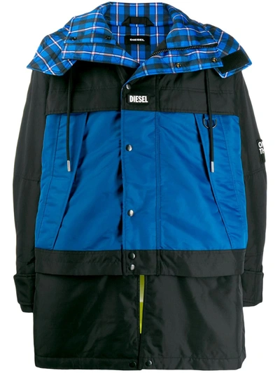 Diesel Nylon Crinkle Hooded Down Jacket | italist