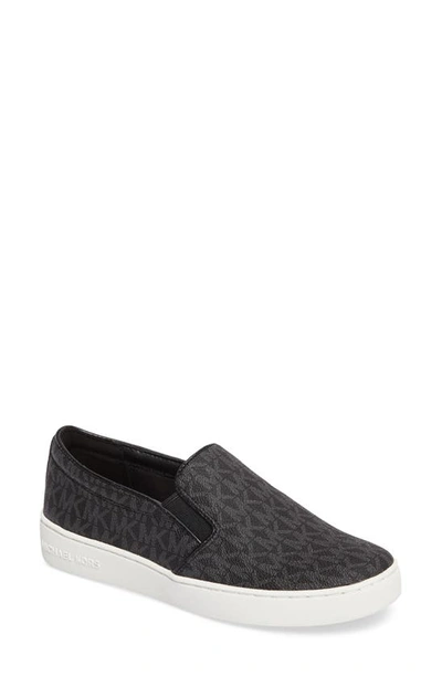 Michael Michael Kors Keaton Slip On Womens Signature Slip On Casual And Fashion Sneakers In Black Canvas