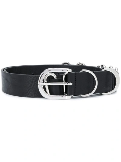 Diesel Buckle Fastening Multiple Loops Belt In Black