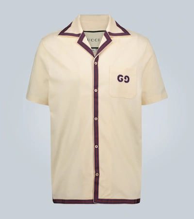 Gucci Washed Stretch Piquet Bowling Shirt In White