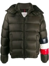 Moncler Willm Down Jacket W/ Striped Detail In Green