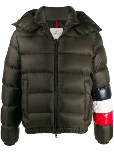 Moncler Willm Down Jacket W/ Striped Detail In Green