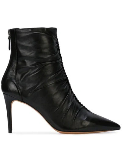 Alexandre Birman Ruched Ankle Boots In Black