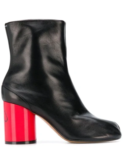 Maison Margiela Tabi Split-toe Holographic-heel Leather Boots In Black