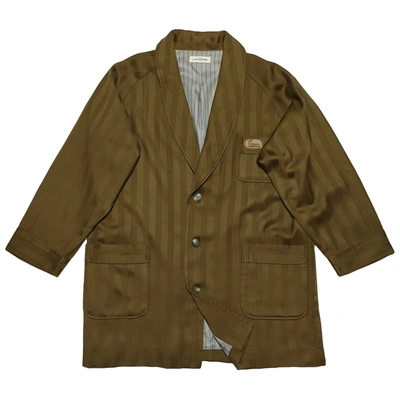 Pre-owned Lancel Wool Peacoat In Beige