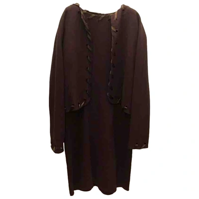 Pre-owned Genny Wool Mid-length Dress In Brown