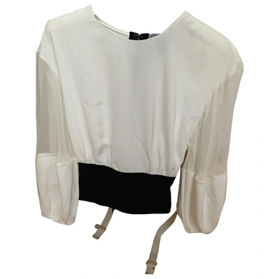 Pre-owned Herve Leger Silk Blouse In White