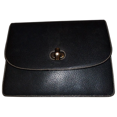 Pre-owned Moschino Leather Clutch Bag In Grey