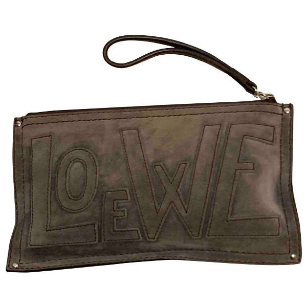 Pre-Owned Loewe Beige Suede Clutch Bag | ModeSens