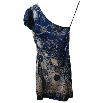 Pre-owned Roberto Cavalli Silk Mini Dress In Blue
