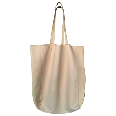 Pre-owned Hugo Boss Leather Tote In Beige