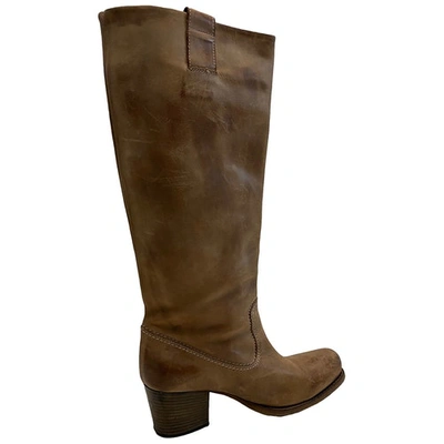 Pre-owned Moma Leather Boots In Brown