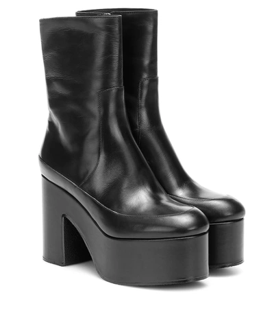 Dries Van Noten Leather Platform Ankle Boots In Black
