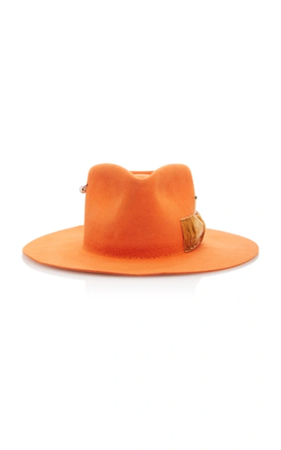 Nick Fouquet Dunbar Embellished Felt Fedora In Orange