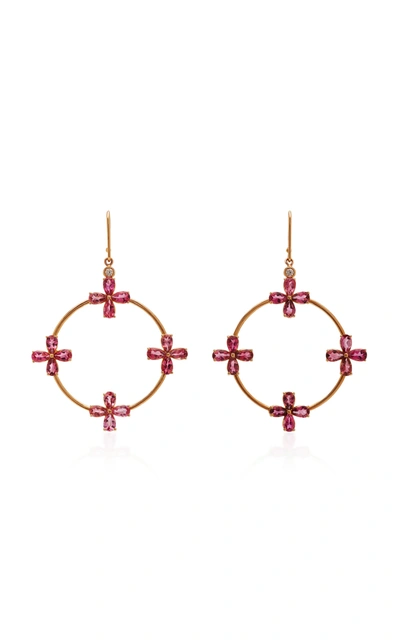 Misahara Plima Lilly 18k Rose Gold And Tourmaline Earrings In Pink