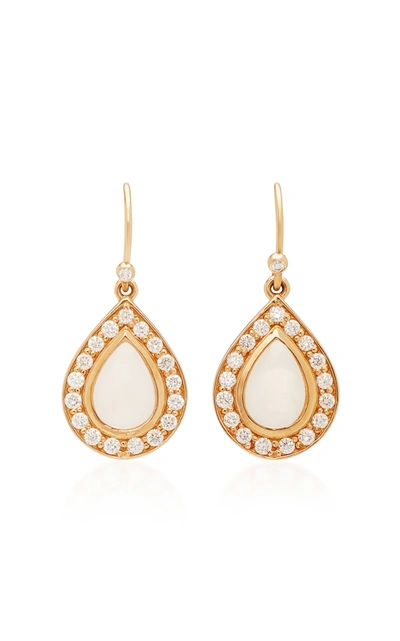 Misahara Basa 18k Rose Gold Moonstone And Diamond Earrings In White